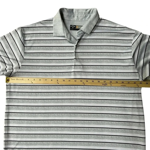 Callaway | Men’s Opti-Dri Polo in Grey Black & White Stripe, Size Large - Picture 4 of 5